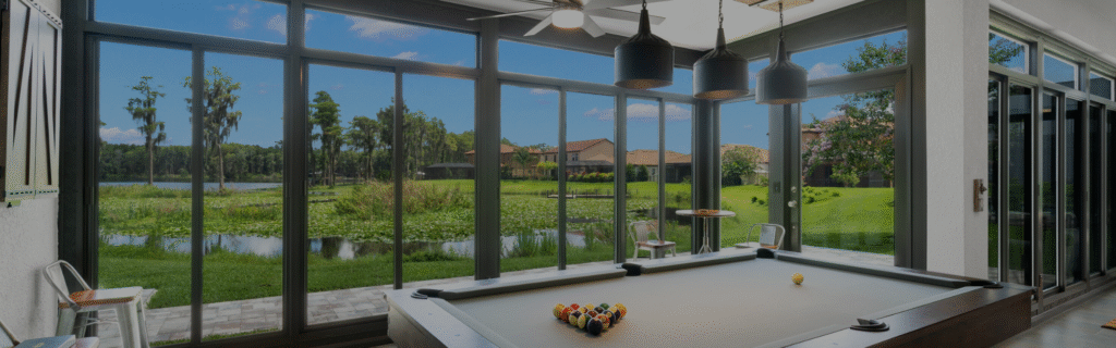 beautiful sunroom with pool table