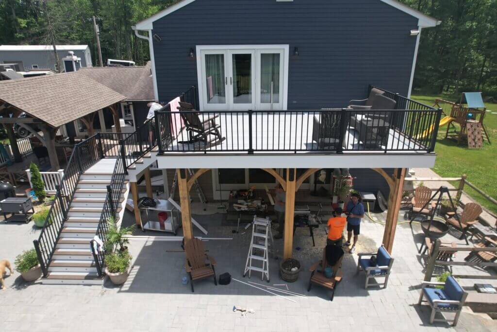 Two-level deck with stairs and railings in Union, NJ