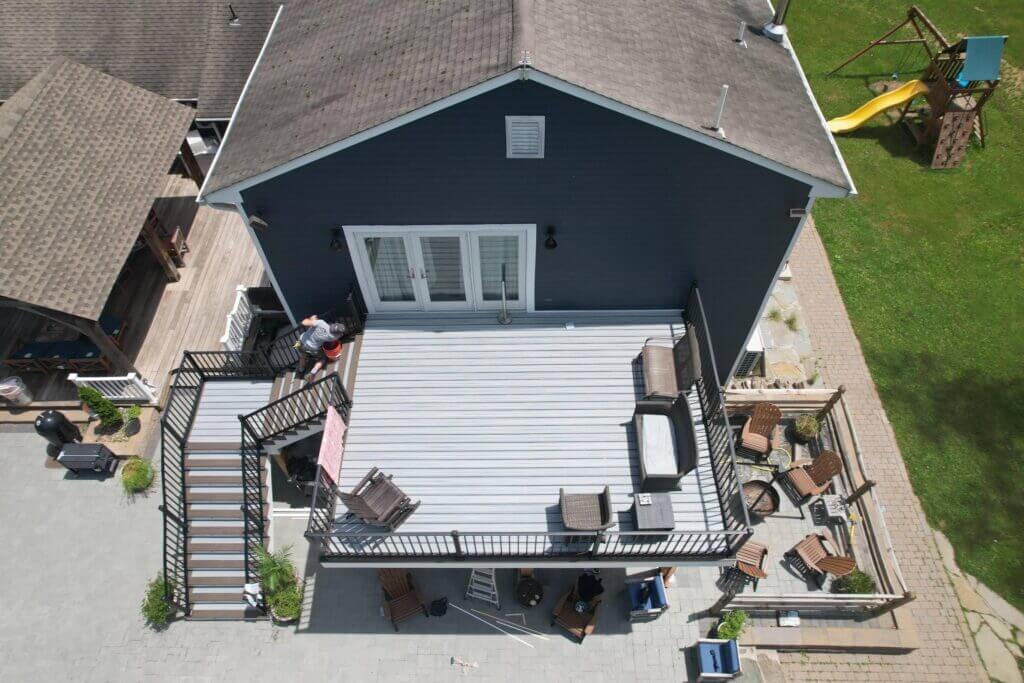 Composite deck with lighting and railings in Union, NJ