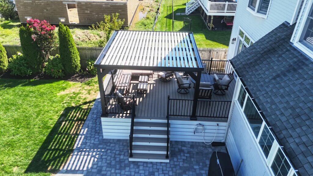 Composite deck and outdoor living space in Toms River, NJ